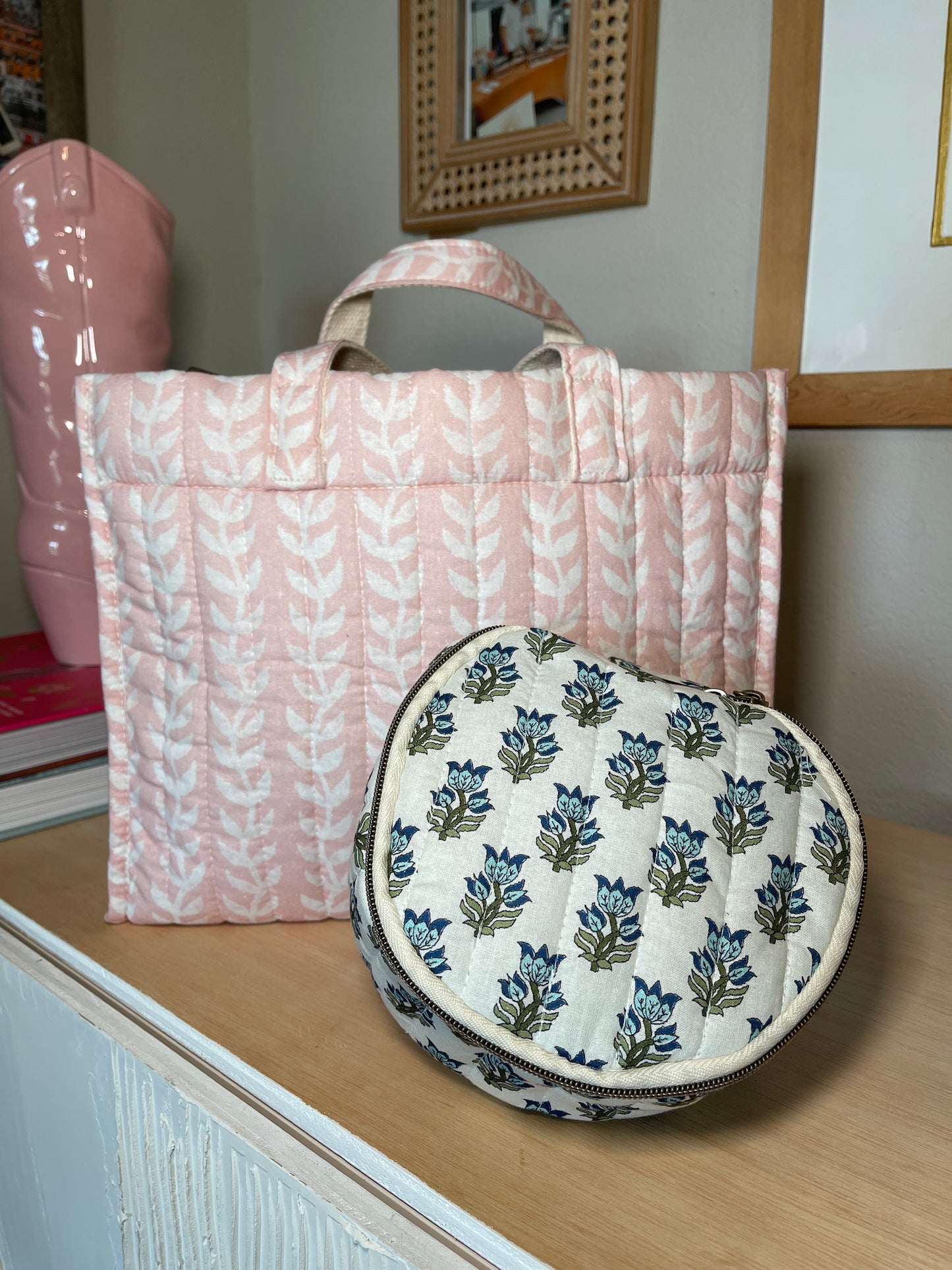 Quilted Block Print Circle Case