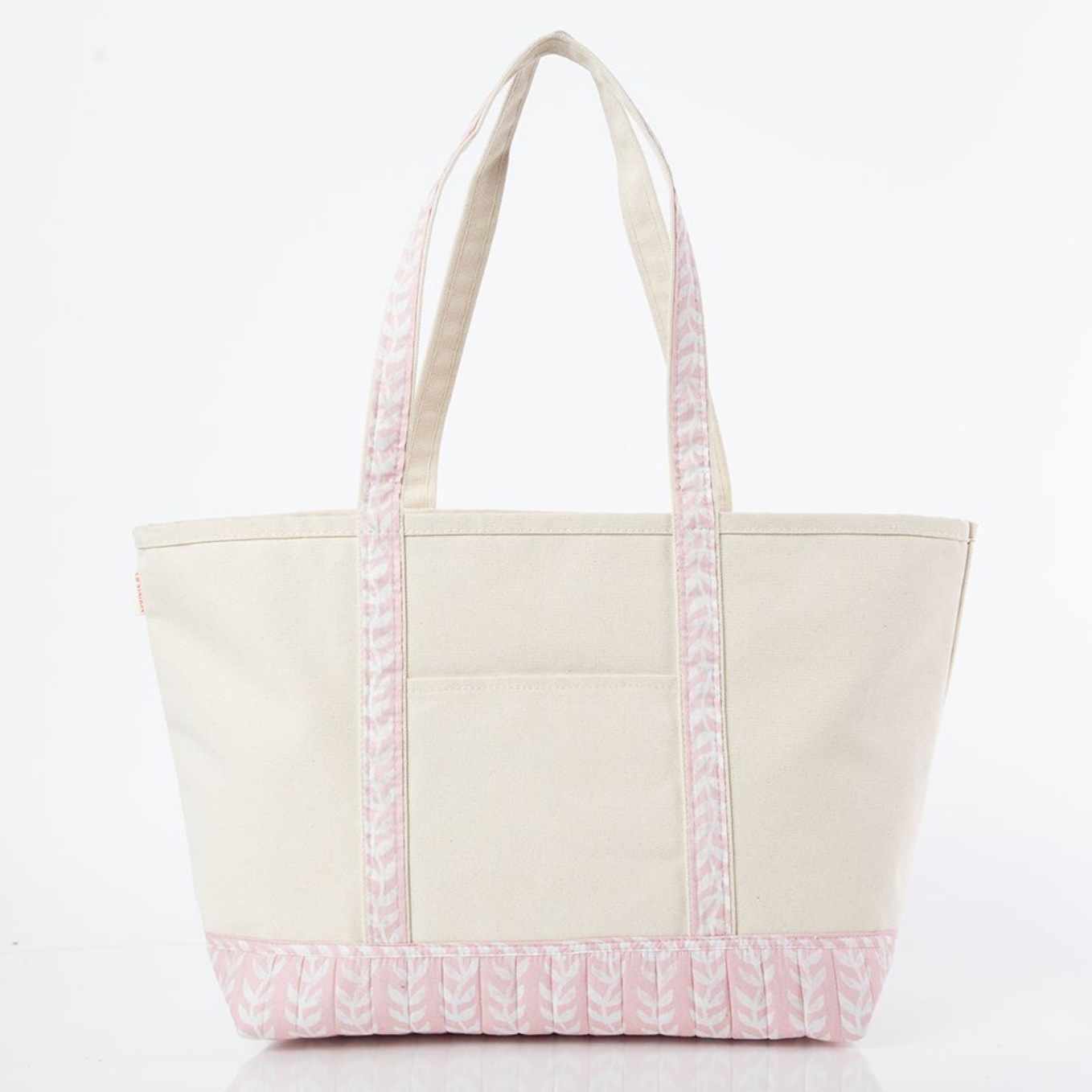 Pink Block Print Canvas Tote Bag - Large