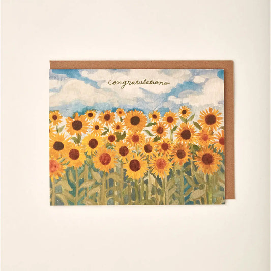 Congratulations Sunflower Field Greeting Card