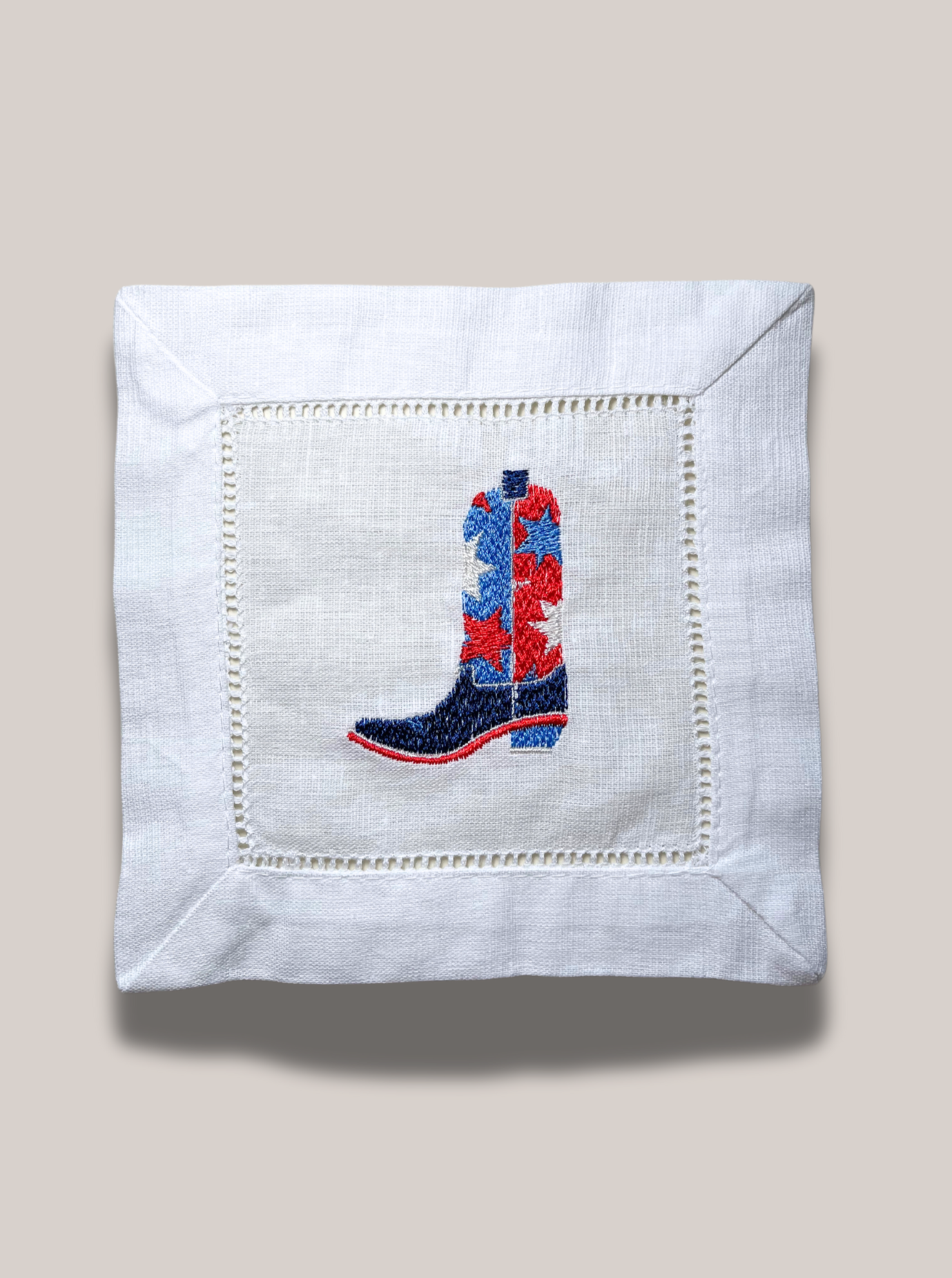 Starts & Stripes Cowboy Boot Linen Cocktail Napkin