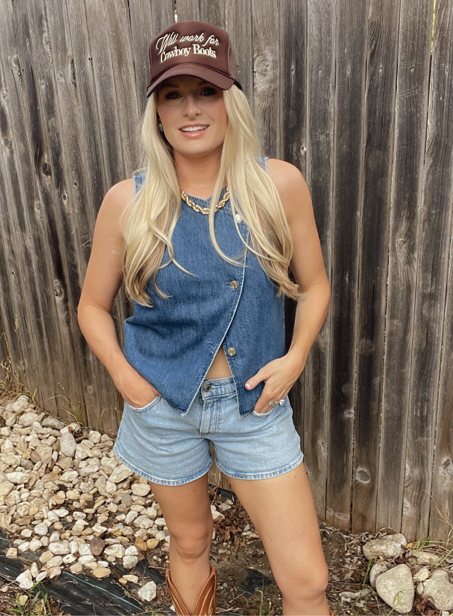 Will Work for Cowboy Boots Trucker Hat