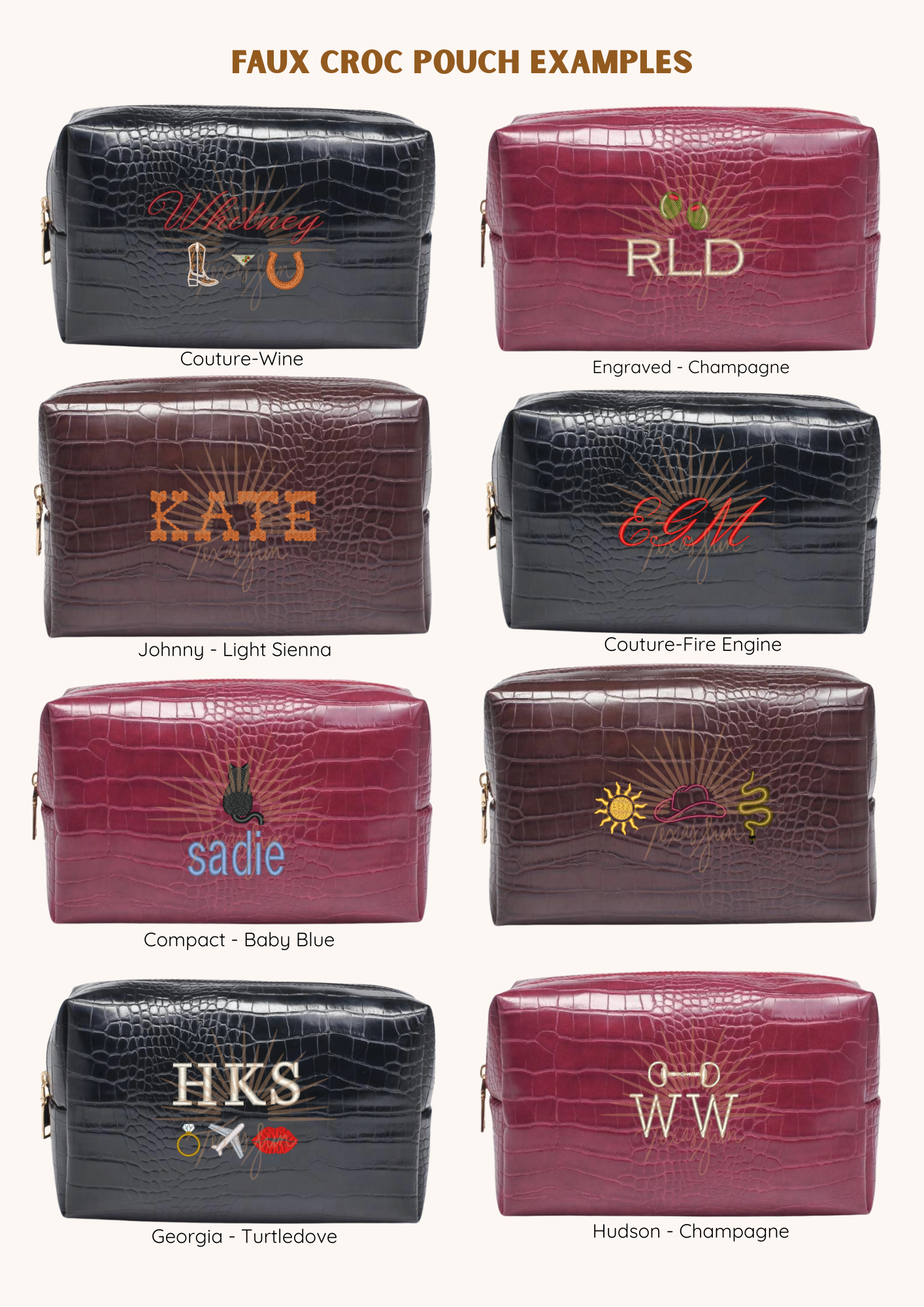 Faux Croc Cosmetic Pouch