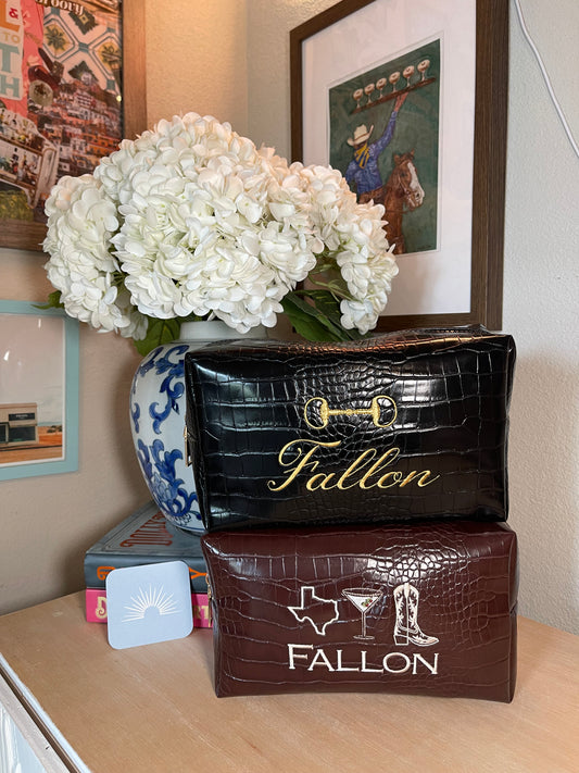 Faux Croc Cosmetic Pouch