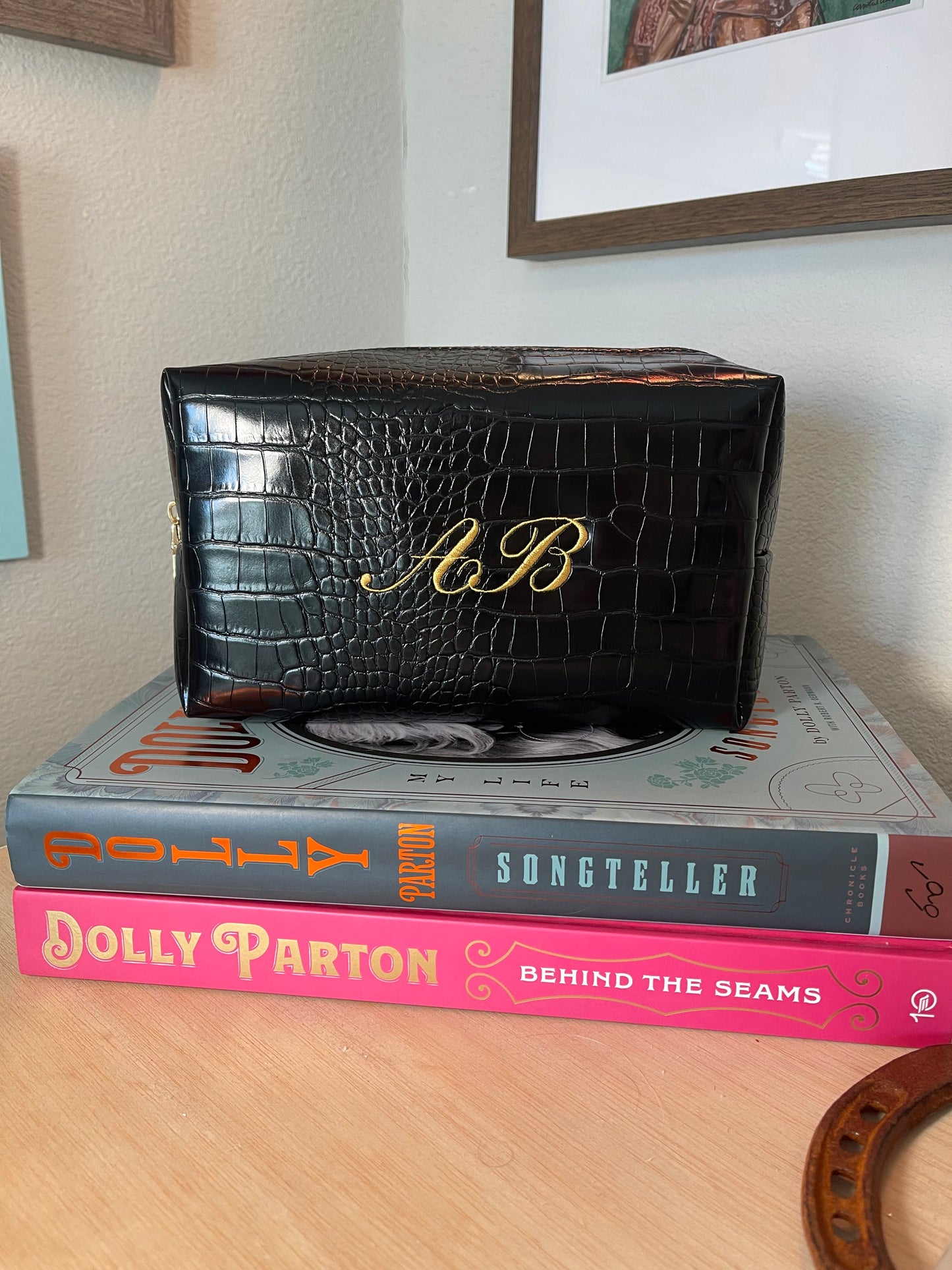 Faux Croc Cosmetic Pouch