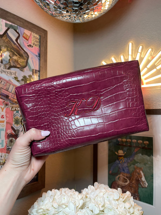 Faux Croc Cosmetic Pouch