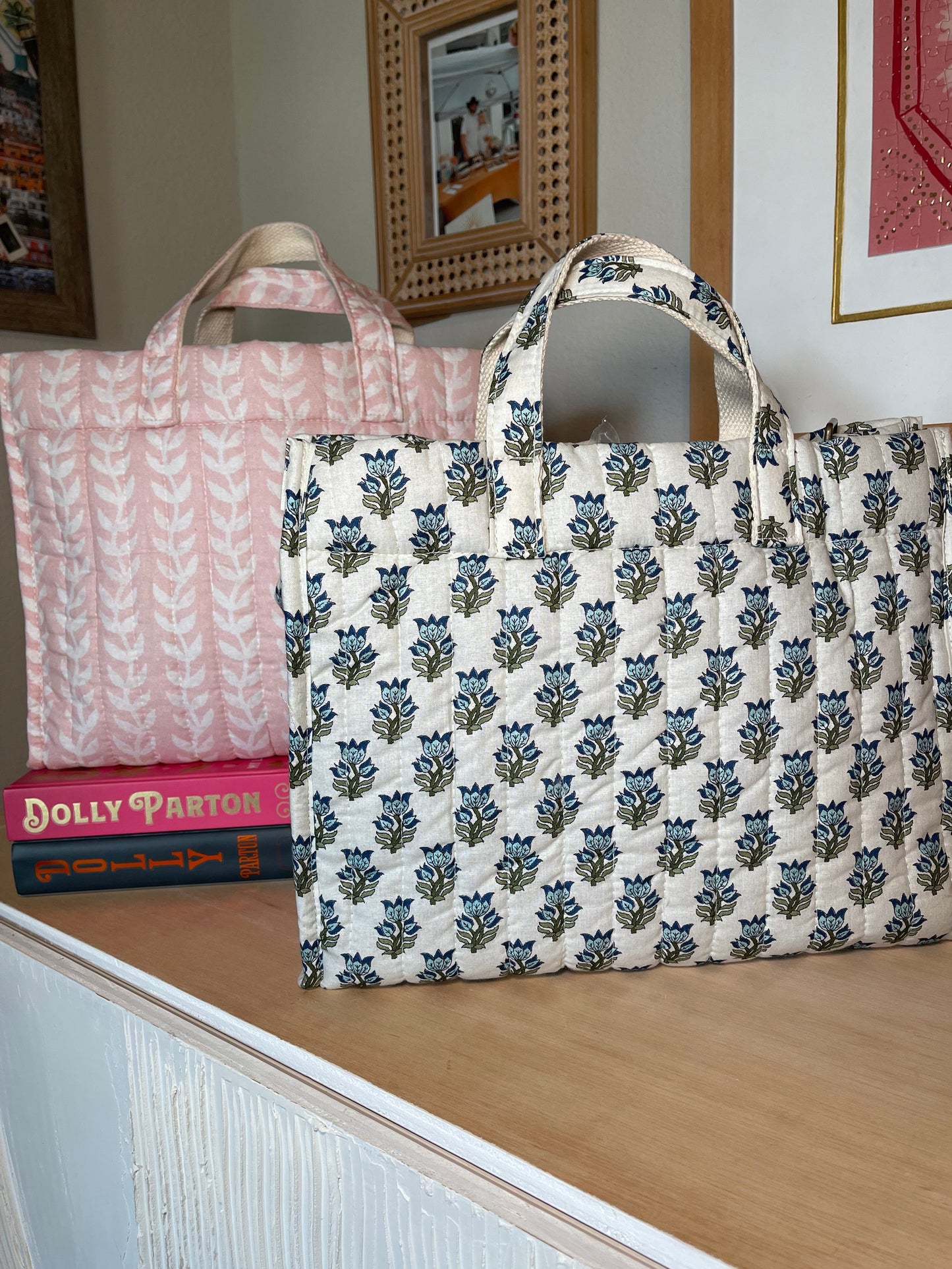 Quilted Block Print Tote