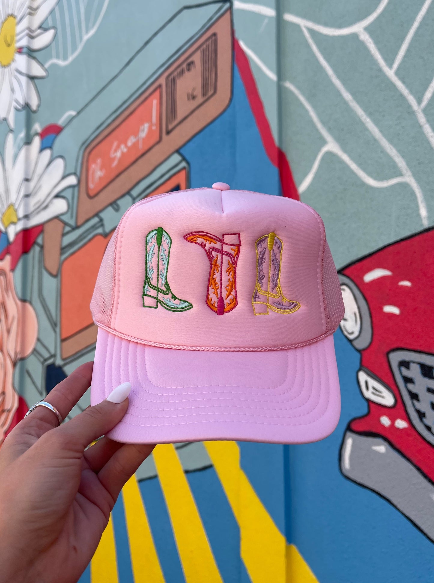 Colorful 3 Boot Trucker Hat