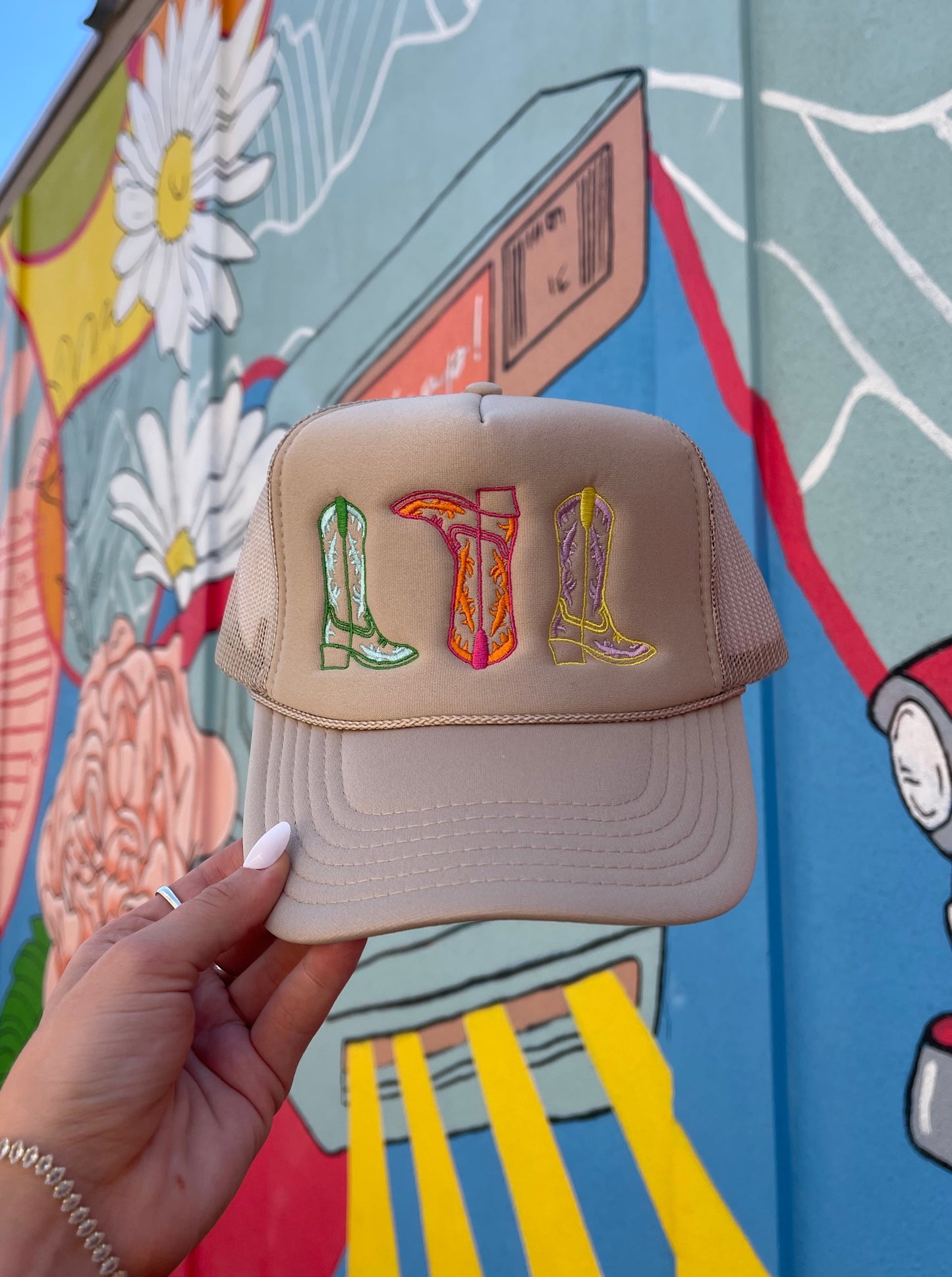 Colorful 3 Boot Trucker Hat