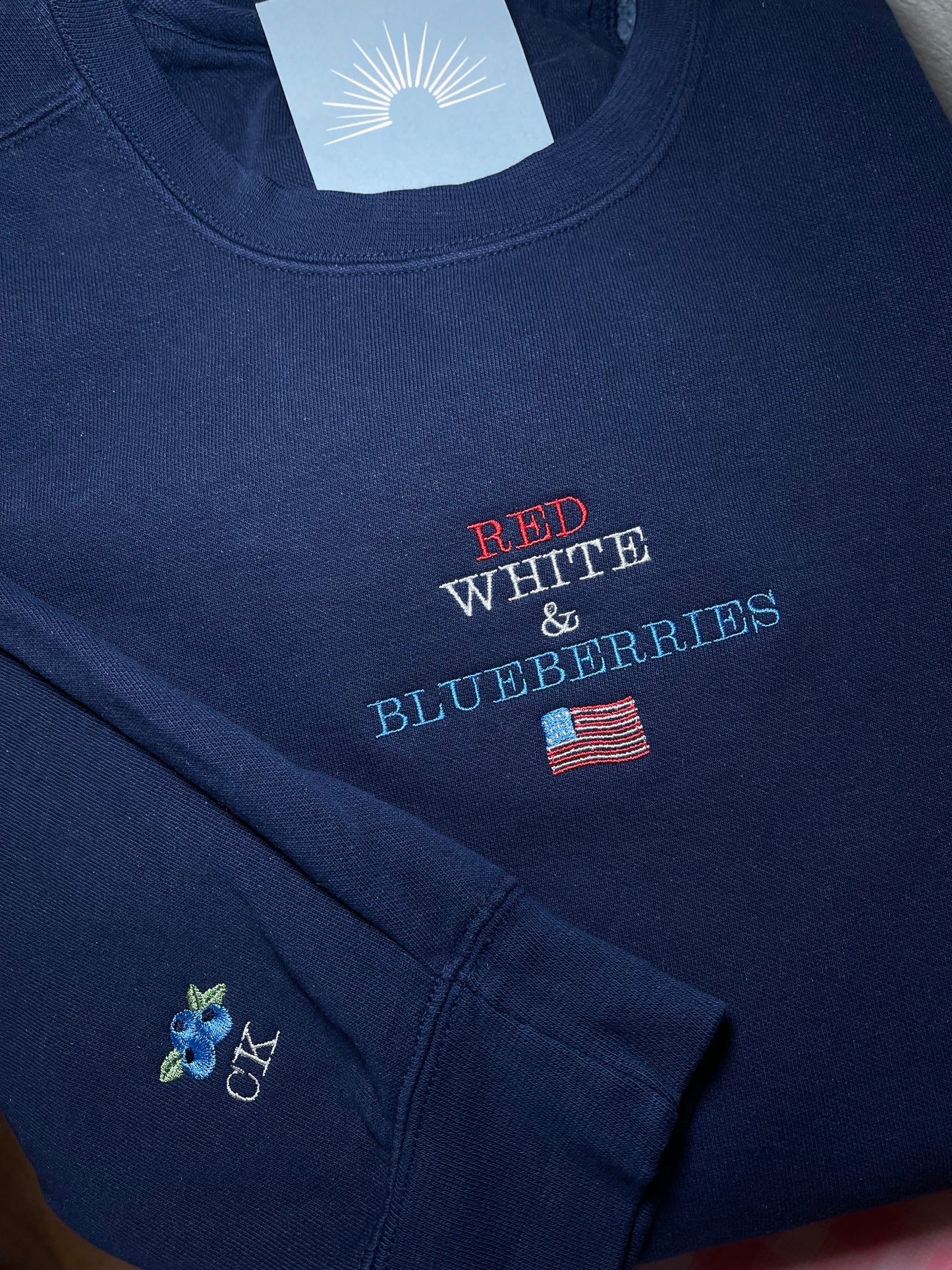 Red, White & Blueberries Embroidered Crewneck