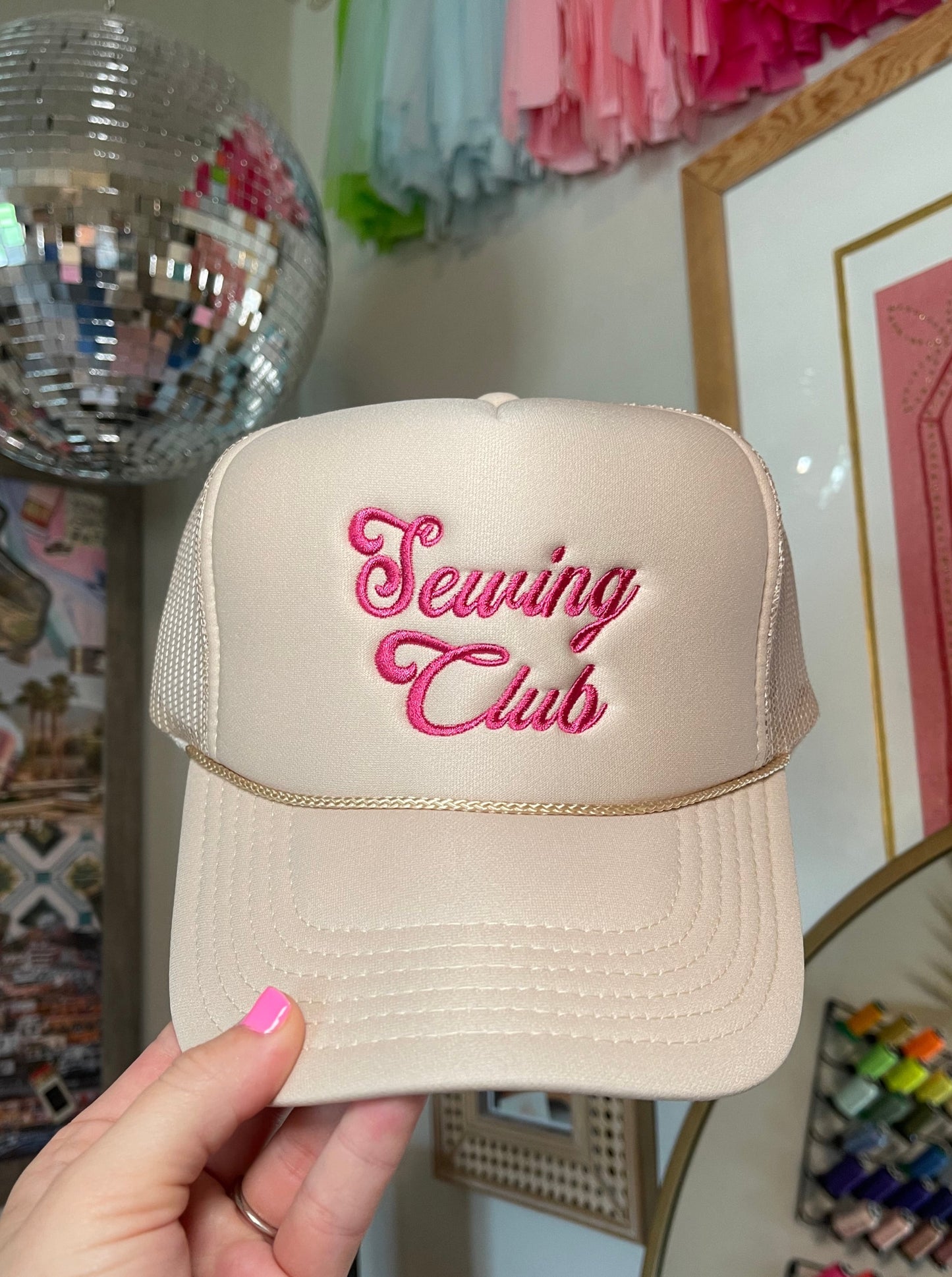 Sewing Club Embroidered Trucker Hat