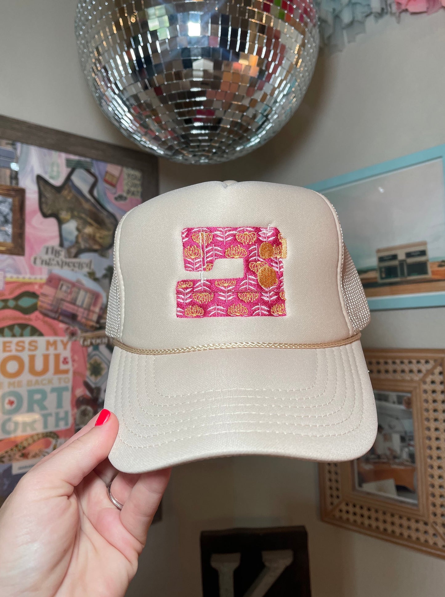 Sewing Machine Embroidered Trucker Hat