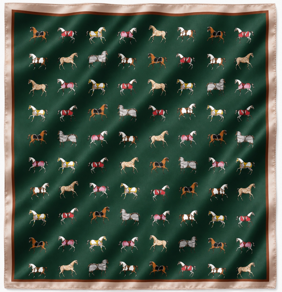 Margot Equestrian Horse Print Satin Square Scarf