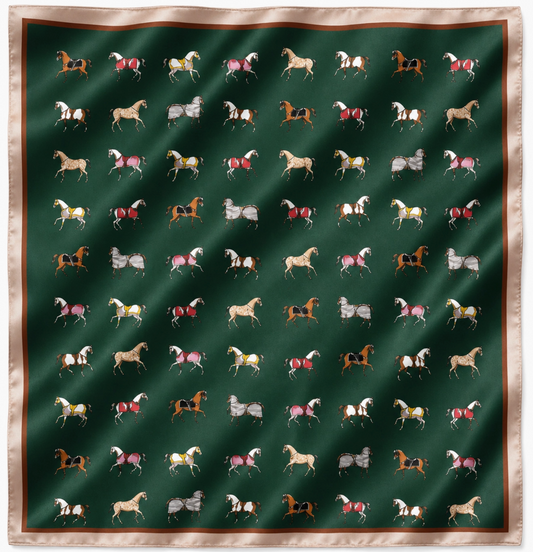 Margot Equestrian Horse Print Satin Square Scarf