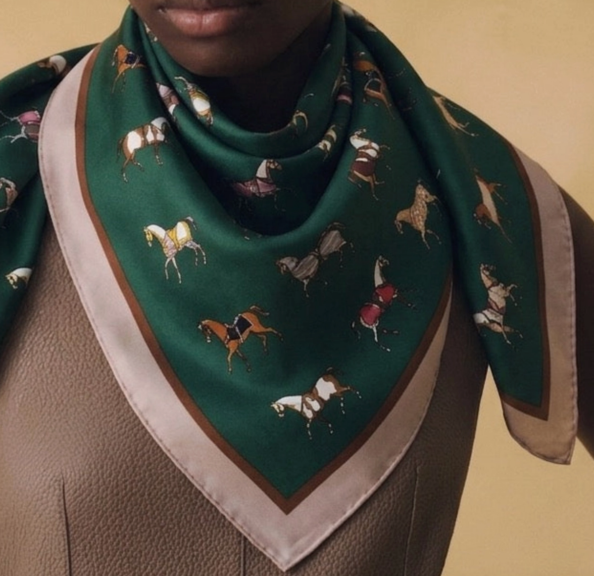 Margot Equestrian Horse Print Satin Square Scarf