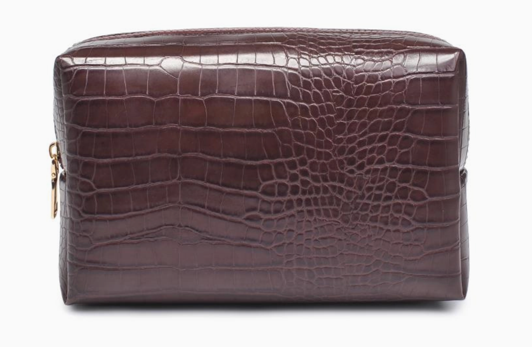 Faux Croc Cosmetic Pouch