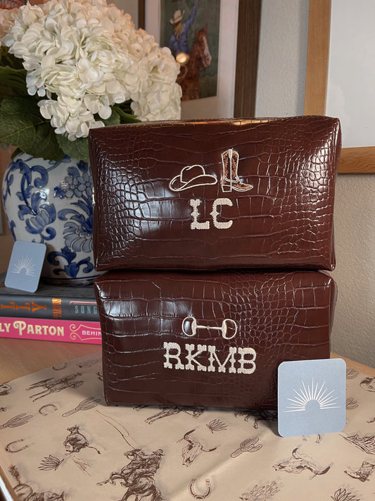 Faux Croc Cosmetic Pouch