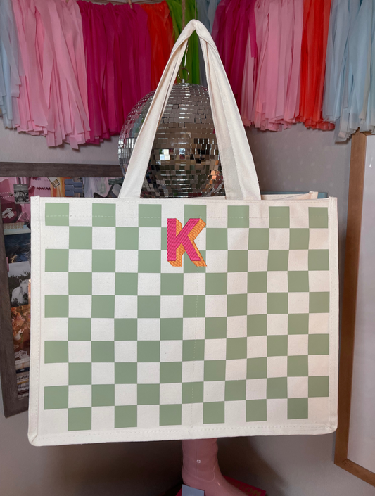 Checkered Canvas Tote Bag